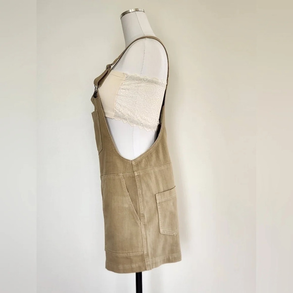 NWT || AERIE || khaki, green, overalls, bibs, shorts, pockets, casual, size xs - Picture 2 of 7